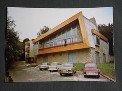 Képeslap,Abaliget,szanatórium,parkoló,Skoda,Trabant,Wartburg autó látkép,részlet, 1977-