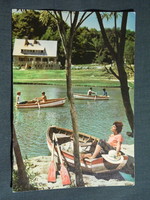 Képeslap,Abaliget,Turistaszálló,cseppkőbarlang,csónakázótó látkép,részlet, 1964-