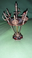 Csodaszép régi réz-színes Toledo szendvicsező kard készlet állvány-11cm +6 különböző karddal-8cm/db
