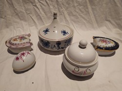 5 db porcelán bonbonier cukortartó doboz