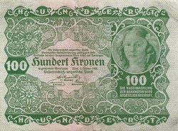 100 korona kronen 1922 Ausztria 4.