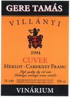 Boros címke: Villányi Cuvée. Gere Tamás.