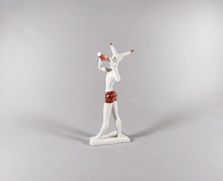 KŐBÁNYAI ART DECO MINOTAURUSZ, ANTIK KÉZZEL FESTETT PORCELÁN FIGURA 18.7 CM, HIBÁTLAN! (J354)