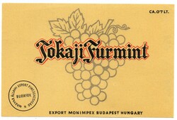 Boros címke: Tokaji Furmint.