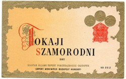 Boros címke: Tokaji Szamorodni.