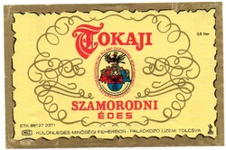 Boros címke: Tokaji Szamorodni.