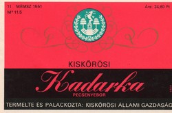 Boros címke: Kiskőrösi Kadarka.