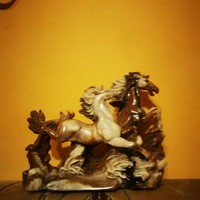 Galloping horses onyx sculpture