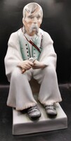 Zsolnay szalonnázó juhász figura, porcelán, 33 cm-es. 3127b