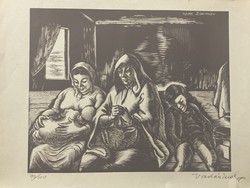Vadász Endre (1901-1944): Szent család (Daumier után) Fametszet - jelezve