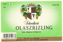 Boros címke: Soltvadkerti Olaszrizling.