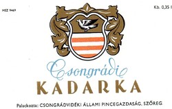Boros címke: Csongrádi Kadarka. 0,35 l.