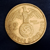 Horogkeresztes ezüst birodalmi 2 Márka 1938. "G" (80)