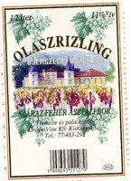 Boros címke: Olaszrizling, Kiskunmajsa.