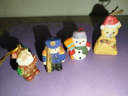 Mini Santa Claus, Christmas tree decoration 4pcs ceramic
