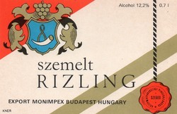 Boros címke: Szemelt rizling, Szeged.