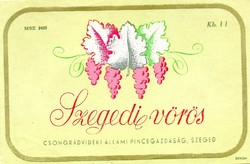 Boros címke: Szegedi Vörös. 1 l.