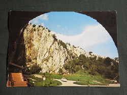 Képeslap,Aggtelek nemzeti park,Jósvafő cseppkőbarlang bejárata látkép,részlet,1981-