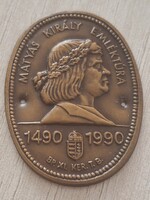 Mátyás Király Emléktúra túrabot bronz jelvény  1490 -1990