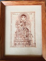 FK/461. – Munkácsy díjas Würtz Ádám – Leányka a bohóccal /színezett rézkarc/