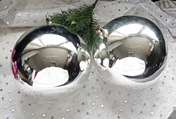 Régi Csehszlovák üveg óriás ezüst gömb karácsonyfa dísz 11cm ár/db