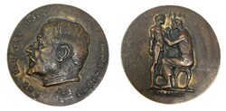 Madarassy Walter (1909-1994) Dr Korányi Frigyes kétoldalas bronz emlék plakett 8cm RZ