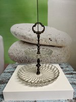 Antik Kristály Emeletes Asztalközép / Kínálótál A111