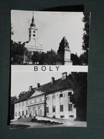 Képeslap,Bóly,mozaik,Batthyány-kastély,gyermekotthon,emlékmű,templom látkép,részlet,1974-