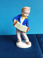 Harmonikás Fiú Német Porcelán Figura