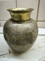 Retro copper vase for sale! Densely decorated bulbous copper vase for sale!