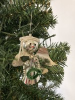 Régi karácsonyfadísz, üveg és fólia gablonci angyalka gablonz