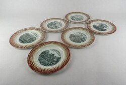 1U020 Régi német porcelán süteményes tányér készlet 6 darab