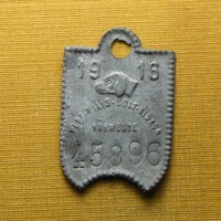 Ebadójegy Pest-Pilis-Solt-Kiskun vármegye 1916 kutyabárca