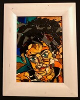 FK/471. – Signed artist – Colorful portrait /stained glass/