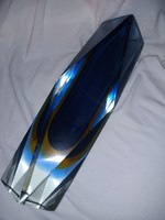 Flavio Poli SOMMERSO Hatalmas 30 cm!! 3,2 kg Muránói MURANO Gyémánt csiszolt Váza