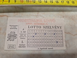 NOSZTALGIA  LOTTÓ szelvény 1997 március 7.  /431 654/