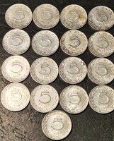 Magyarország 5 fillér, LOT 17 db