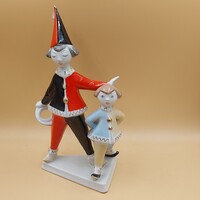 Hanzély Jenő Hollóházi Bohóc pár figura