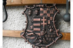 Magyar címer Szép bronz ozott Nagy 30cm Fém öntvény Hőálló kemence kandalló kályha kapu dísz