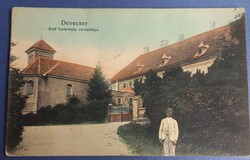 Régi képeslap. Devecser Gróf eszterházy várkastélya 1908 Futott bélyeggel. Gyűjtői darab.