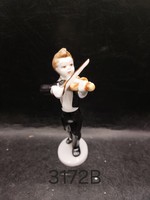 Hollóházi hegedűs kisfiú, porcelán szobor,14 cm magas.3172b