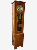 + VIDEÓ IS ! - ART DECO ÁLLÓÓRA LETISZTULT ELEGÁNS CSERESZNYEFA TOKBAN VINTAGE NÉMET ANTIK RITKA !
