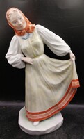 Hatalmas méretű szoknyás herendi nő 29 cm porcelán. 3168b