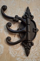 Nagyméretű öntöttvas 3 akasztós forgatható fogas , akasztó  , ruhatartó  , provence  , vintage