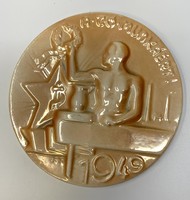 A jó munkáért 1949. jelzett (ZL) gránit emlék plakett 15cm RZ
