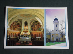 Képeslap,Cibakháza,mozaik,róm. kat templom,oltár,freskó látkép,részlet,1990-