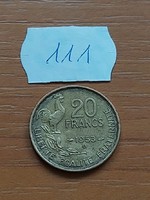FRANCIAORSZÁG 20 FRANK FRANCS 1953 / B, Alumínium-Bronz, KAKAS   #111