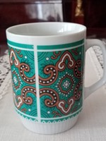 Régi keleti /  kínai türkiz  - barna mintás jelzett  porcelán kávés / teás bögre  csésze