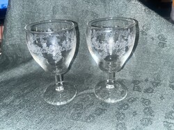 Metszett,üveg likőrös pohár - 6 db -