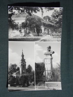 Képeslap,Csokonyavisonta,mozaik,gyógyfürdő,üdülő,templom,Kossuth szobor látkép,részlet,1960-